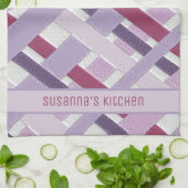 紫モダン白ストライプの キッチンタオル (折り畳み)