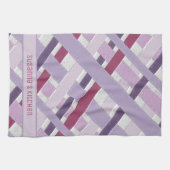 紫モダン白ストライプの キッチンタオル (横)