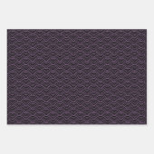 紫モダン白黒幾何日本の波 ラッピングペーパーシート (正面2)