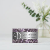 紫モダン白3D液体渦巻きパターン 名刺 (スタンド正面)