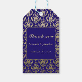 紫モダン紫と金ゴールドパタ結婚ーン ギフトタグ