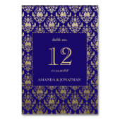 紫モダン紫と金ゴールドパタ結婚ーン テーブルナンバー (正面)