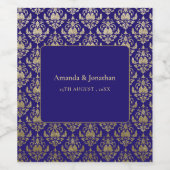 紫モダン紫と金ゴールドパタ結婚ーン ワインラベル (シングルラベル)