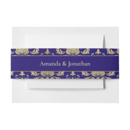 紫モダン紫と金ゴールドパタ結婚ーン 招待状ベリーバンド