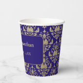 紫モダン紫と金ゴールドパタ結婚ーン 紙コップ (裏面)