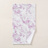 紫モダン紫バイオレットグリッターホイルホワイト大理石 バスタオルセット (ハンドタオル)