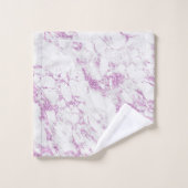 紫モダン紫バイオレットグリッターホイルホワイト大理石 バスタオルセット (ウォッシュタオル)