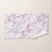 紫モダン紫バイオレットグリッターホイルホワイト大理石 バスタオルセット (ハンドタオル)