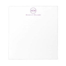 紫モダン紫バイオレットサークルツモノグラムイニシャル ノートパッド