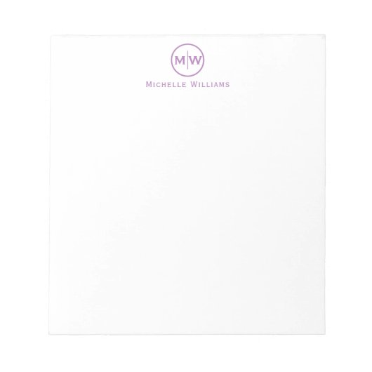 紫モダン紫バイオレットサークルツモノグラムイニシャル ノートパッド (正面)