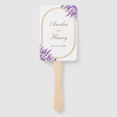紫モダン紫バイオレットラベンダーズ結婚フローラ ハンドファン (裏面)