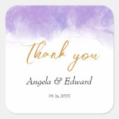 紫モダン紫バイオレ結婚ート スクエアシール (正面)