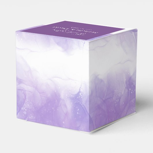 紫モダン紫結婚式の引き出物箱 フェイバーボックス (裏面サイド)