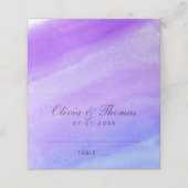 紫モダン紫色の水結婚色モノグラム プレイスカード (外部開封)
