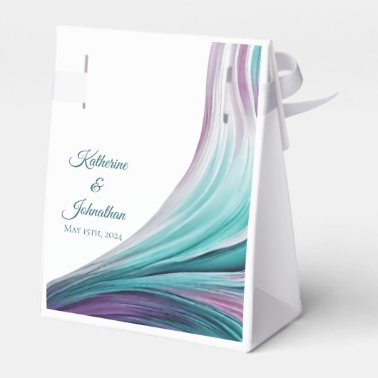 紫モダン結婚とティール（緑がかった色） フェイバーボックス (裏面サイド)