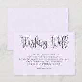 紫モダン結婚の願い。シンプルスクリプト エンクロージャーカード (正面/裏面)