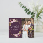紫モダン結婚感謝していの写真カード ポストカード (スタンド正面)