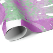紫モダン緑の熱帯モンステラ葉植物 ラッピングペーパー (ロールコーナー)