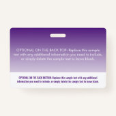 紫モダン色のグラデーションプロフェッショナル名タグ バッジ (裏面)