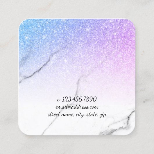 紫モダン色のシザースタイリスト スクエア名刺 (裏面)