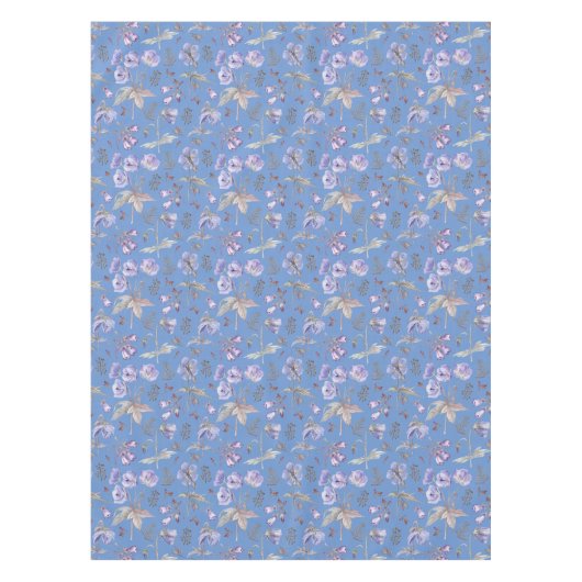 紫モダン色の花の花の柄ホームデコール テーブルクロス (正面)