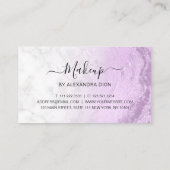 紫モダン色グリッター大理石化粧家 予約カード (裏面)