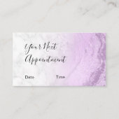 紫モダン色グリッター大理石化粧家 予約カード (正面)