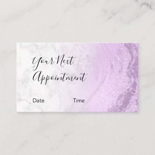 紫モダン色グリッター大理石化粧家 予約カード (正面)