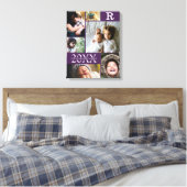 紫モダン色ブロックファミリー6 Photo Collage キャンバスプリント (インサイチュ (寝室))