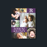 紫モダン色ブロックファミリー6 Photo Collage キャンバスプリント<br><div class="desc">紫モダン色ブロックファミリー6フォトコラージュ – 家族の姓パーソナライズされた名、年、イニシャル文字と、すべてグリッドレイアウトに配エレガント置される。このモダンとお洒落デザインは、自分の写真の6を美しく表示する。任意の部屋の装飾に一致するいくつかの色の方法で利用可能。祖父母素晴らし、両親、家族、友人、愛する人々に休日の記念品を贈る。写真カスタマイズと文字で簡単に。</div>