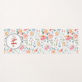 紫モダン花柄ウォーター色モノグラムy ヨガマット (正面(横))