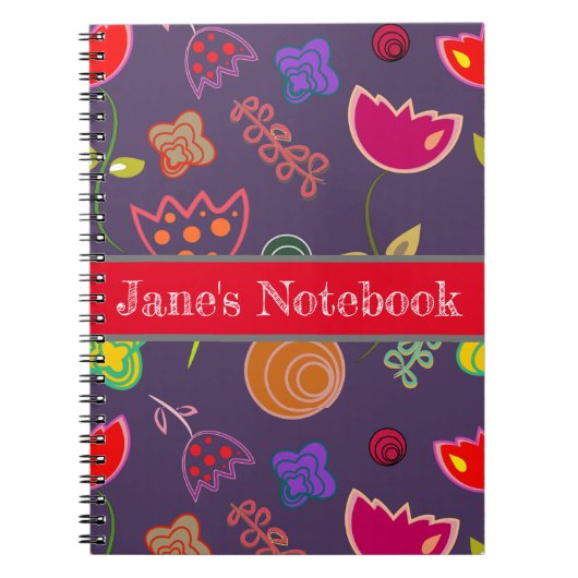 紫モダン芸術品を気取ったとピンクの花 ノートブック (正面)