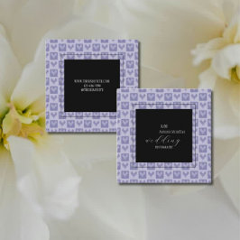 紫モダン芸術的と黒のハートパターン スクエア名刺