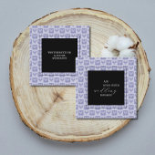 紫モダン芸術的と黒のハートパターン スクエア名刺