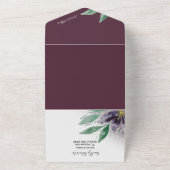 紫モダン蓮の水の色の手絵を描 オールインワン招待状 (外側)