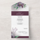 紫モダン蓮の水の色の手絵を描 オールインワン招待状 (内側)