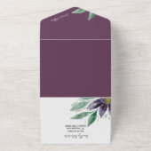 紫モダン蓮の水の色の手絵を描 オールインワン招待状 (外側)