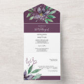 紫モダン蓮の水の色の手絵を描 オールインワン招待状 (内側)