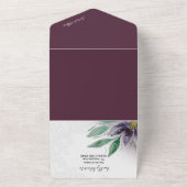 紫モダン蓮の水の色の手絵を描 オールインワン招待状 (外側)