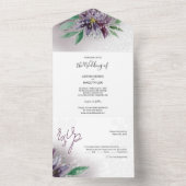 紫モダン蓮の水の色の手絵を描 オールインワン招待状 (内側)