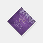 紫モダン藤レース結婚ズ スタンダードカクテルナプキン (角)