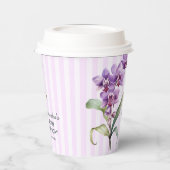 紫モダン蘭ストライプフローラ60誕生日 紙コップ (左)