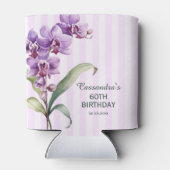 紫モダン蘭ストライプフローラ60誕生日 缶クーラー (裏面)