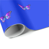 紫モダン蝶ラッピング紙Elec.ブルー ラッピングペーパー (ロールコーナー)