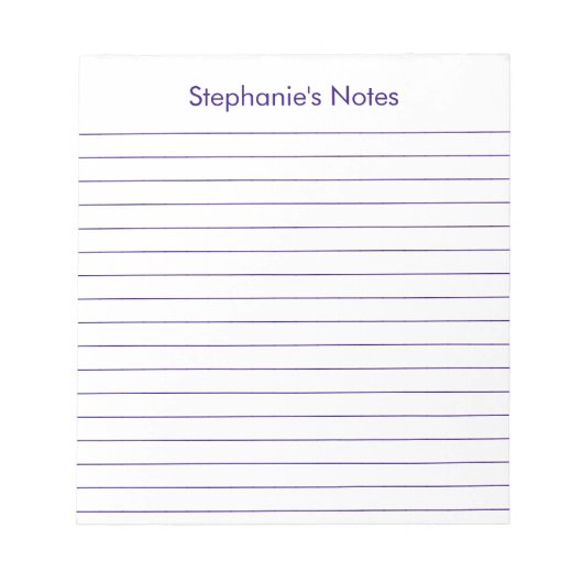 紫モダン裏付けパーソナライズされた ノートパッド (正面)