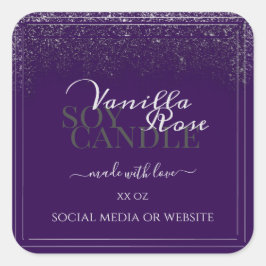 紫モダン製品包装ラベル銀雨 スクエアシール