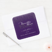 紫モダン製品包装ラベル銀雨 スクエアシール (封筒)