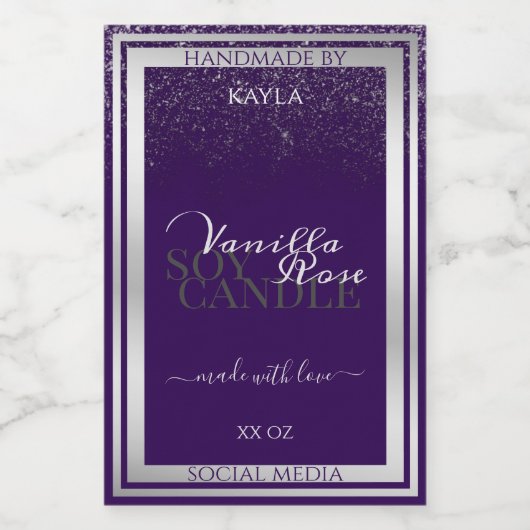 紫モダン製品包装ラベル銀雨 フードラベル (シングルラベル)