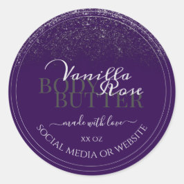 紫モダン製品包装ラベル銀雨 ラウンドシール