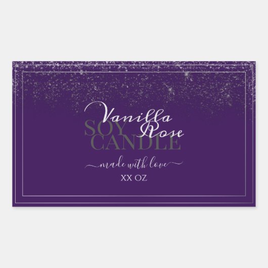 紫モダン製品包装ラベル銀雨 長方形シール (正面)